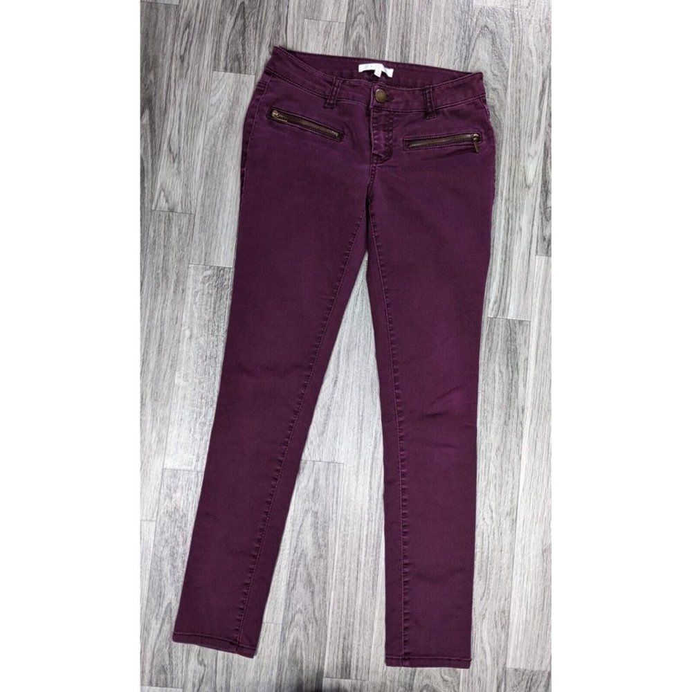 (3/$35) Love Fire Womens‎ Size 0 Faux Zipped Pockets Purple Skinny Denim Jeans